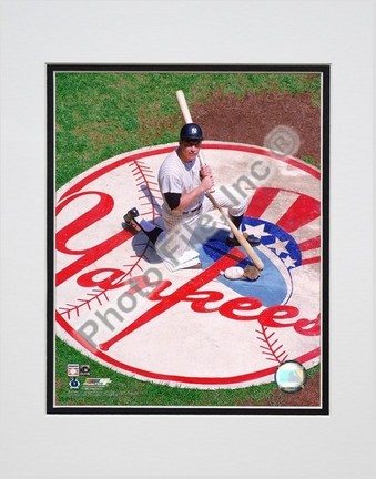 Mickey Mantle "Knelling in Batting Circle" Double Matted 8" x 10" Photograph (Unframed)