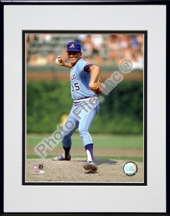 Phil Niekro "Pitching Action" Double Matted 8" x 10" Photograph in Black Anodized Aluminum Frame