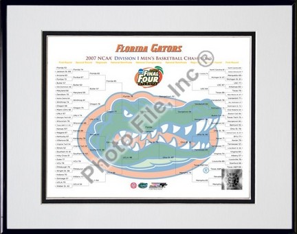 Florida Gators "2007 NCAA Champions Bracket" Double Matted 8" x 10" Photograph in Black Anodized Alu