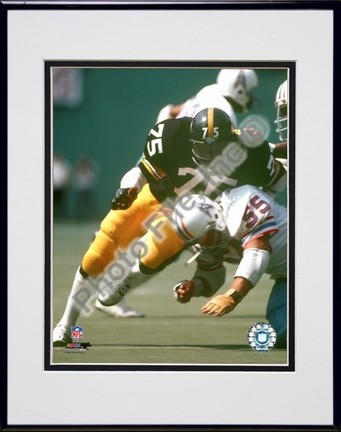 Joe Greene "Action" Double Matted 8" x 10" Photograph in Black Anodized Aluminum Frame