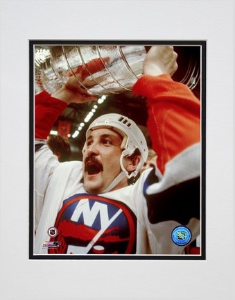Bryan Trottier "Holding Stanley Cup" Double Matted 8” x 10” Photograph (Unframed)