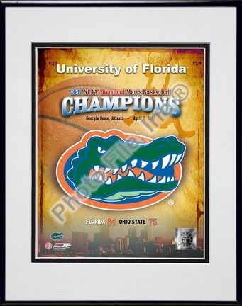 Florida Gators "Logo 2007 Champions" Double Matted 8" x 10" Photograph in Black Anodized Aluminum Fr