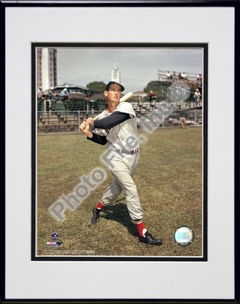 Ted Williams "Posed Batting" Double Matted 8" x 10" Photograph in Black Anodized Aluminum Frame