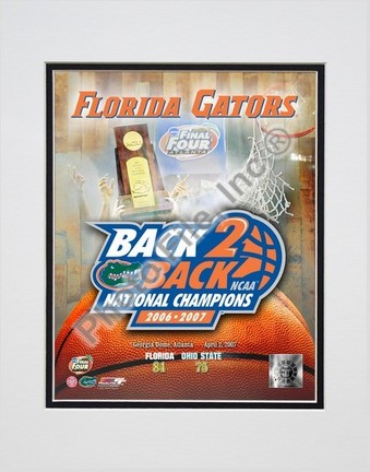 Florida Gators "2007 NCAA Back to Back Championships" Double Matted 8" x 10" Photograph (Unframed)
