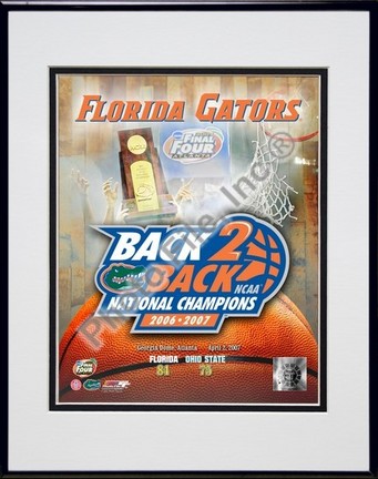 Florida Gators "2007 NCAA Back to Back Championships" Double Matted 8" x 10" Photograph in Black Ano