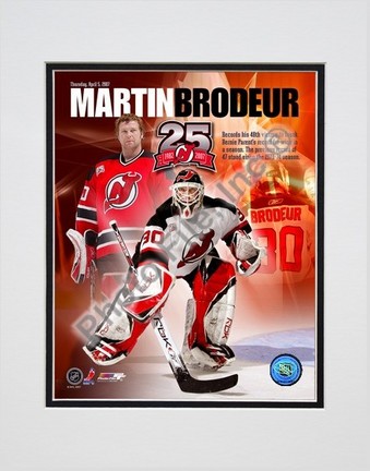 Martin Brodeur "48 Wins / Portrait Plus" Double Matted 8" x 10" Photograph (Unframed)