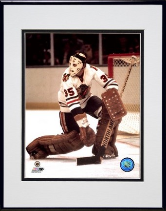 Tony Esposito "Action White Jersey" Double Matted 8” x 10” Photograph in Black Anodized Aluminum Frame