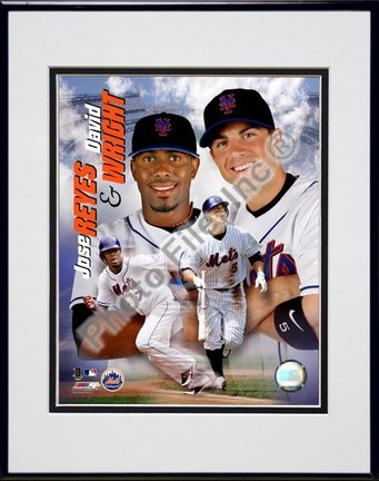 Jose Reyes and Dave Wright "2007 Portait Plus" Double Matted 8" x 10" Photograph in Black Anodized A