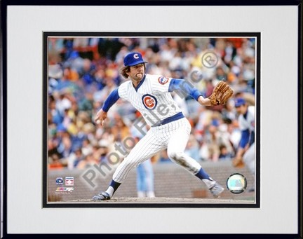 Bruce Sutter Chicago Cubs "Pitching Action" Double Matted 8" x 10" Photograph in Black Anodized Alum