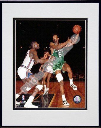 Bill Russell 1967 Action, Boston Celtics Double Matted 8â€ x 10â€ Photograph in Black Anodized Aluminum Frame