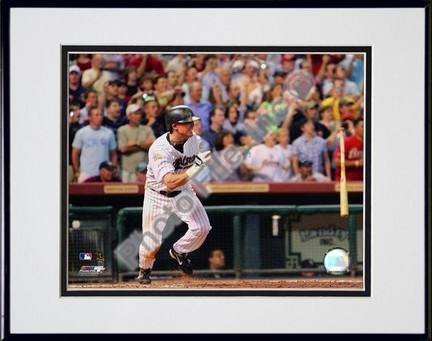 Craig Biggio 2007 3,000th Career Hit (Swing) Double Matted 8” x 10” Photograph in Black Anodized Aluminum Frame