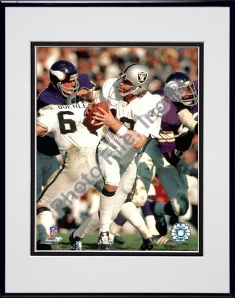 Ken Stabler - Dropping Back, Action Double Matted 8â€ x 10â€ Photograph in Black Anodized Aluminum Frame