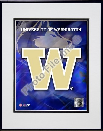 Washington Huskies "University Logo" Double Matted 8" x 10" Photograph in Black Anodized Aluminum Fr