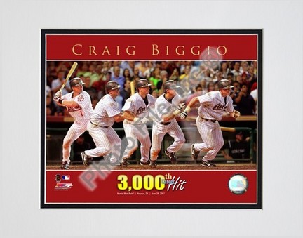 Craig Biggio "06/28/07 3000th Hit Multi Exposure" Double Matted 8” x 10” Photograph (Unframed)