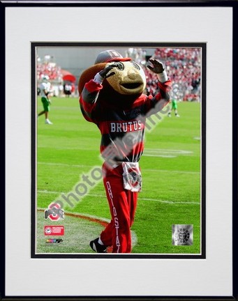 Brutus Buckeye Ohio State Buckeyes Mascot Double Matted 8" x 10" Photograph in Black Anodized Aluminum Frame