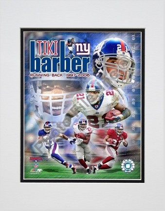 Tiki Barber "Legends Composite" Double Matted 8" x 10" Photograph (Unframed)