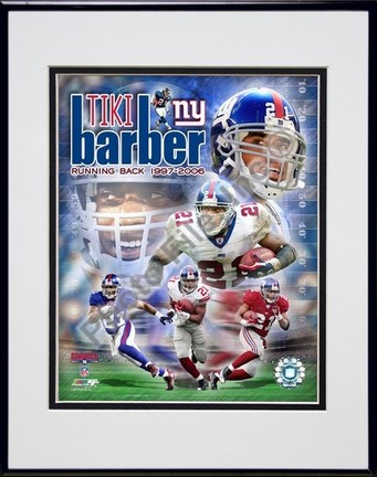 Tiki Barber "Legends Composite" Double Matted 8" x 10" Photograph in Black Anodized Aluminum Frame