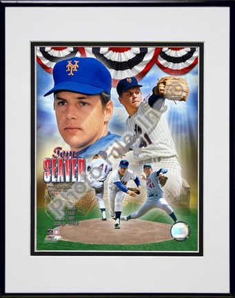 Tom Seaver "Legends Compostie; NY Mets" Double Matted 8” x 10” Photograph in Black Anodized Aluminum Frame