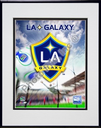 Los Angeles Galaxy 2007 Team Logo" Double Matted 8" x 10" Photograph in Black Anodized Aluminum Frame