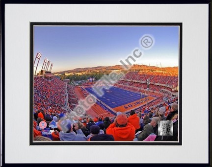 Boise State Broncos "Bronco Stadium" Double Matted 8" x 10" Photograph in Black Anodized Aluminum Fr
