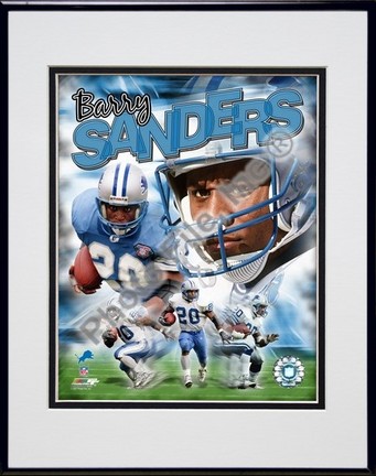 Barry Sanders "Legends Composite" Double Matted 8" x 10" Photograph in Black Anodized Aluminum Frame