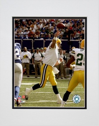 Brett Favre "2007 Passing Action Throwing" Double Matted 8” x 10” Photograph (Unframed)