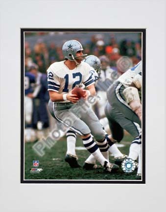 Roger Staubach Action "Away Jersey" Double Matted 8” x 10” Photograph (Unframed)