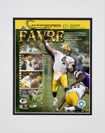 Brett Favre "421 TD Pass Portrait Plus" Double Matted 8” x 10” Photograph (Unframed)