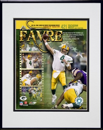 Brett Favre "421 TD Pass Portrait Plus" Double Matted 8” x 10” Photograph in Black Anodized Aluminum Frame