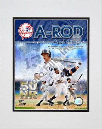 Alex Rodriguez  "50 Home Run Portrait Plus" Double Matted 8” x 10” Photograph (Unframed)