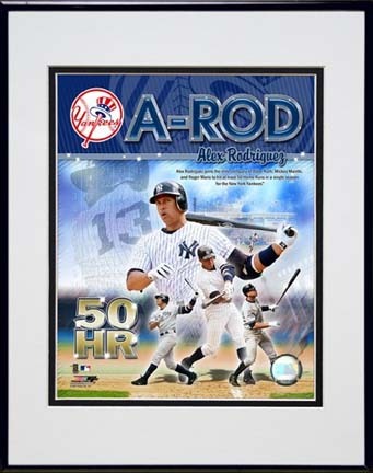 Alex Rodriguez  "50 Home Run Portrait Plus" Double Matted 8” x 10” Photograph in Black Anodized Aluminum F