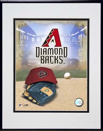 Arizona Diamond Backs 2007 "Logo" Double Matted 8” x 10” Photograph in Black Anodized Aluminum Frame