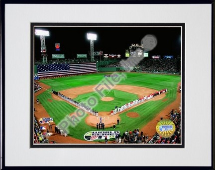 Fenway Park First Game of  2007 World Series National Anthem Double Matted 8" x 10" Photograph in Black Anodiz