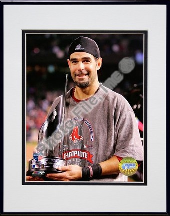 Mike Lowell "2007 World Series MVP Trophy" Double Matted 8" x 10" Photograph in Black Anodized Alumi