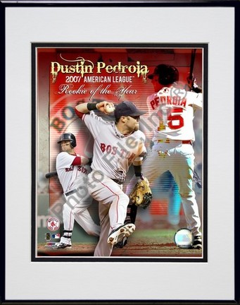 Dustin Pedroia "2007 American League Rookie of the Year" Double Matted 8" x 10" Photograph in Black 