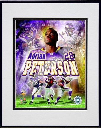 Adrian Peterson "2007 Portrait Plus" Double Matted 8" x 10" Photograph in Black Anodized Aluminum Fr