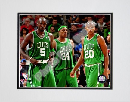 Kevin Garnett, Paul Pierce and Ray Allen "2007" Double Matted 8" x 10" Photograph (Unframed)