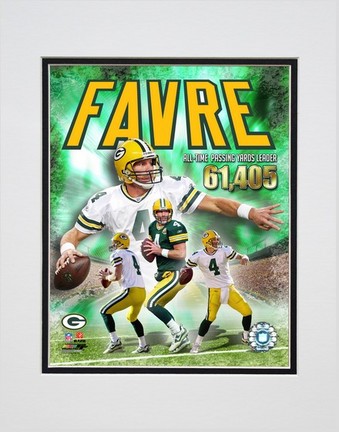 Brett Favre "2007 All time NFL Passing Yards Leader Composite" Double Matted 8” x 10” Photograph (Unframed
