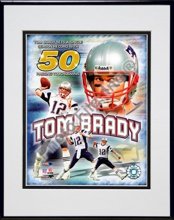 Tom Brady "50 Touchdown's" Double Matted 8" x 10" Photograph in Black Anodized Aluminum Frame