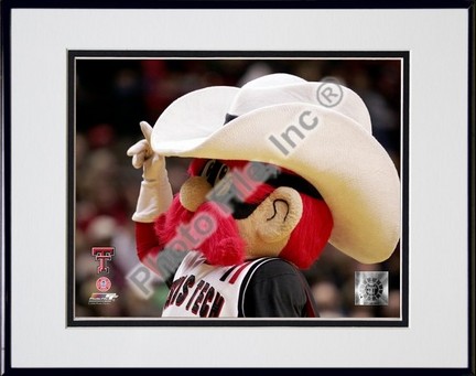 Texas Tech University, Red Raiders mascot 2005 Double Matted 8" x 10" Photograph In Black Anodized Aluminum Fr