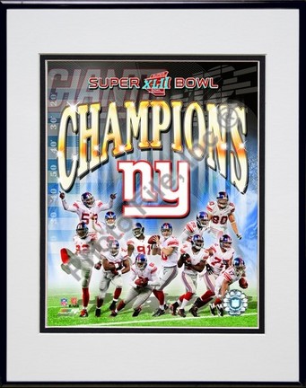 New York Giants "Super Bowl XLII Champions Composite" Double Matted 8" x 10" Photograph in Black Ano