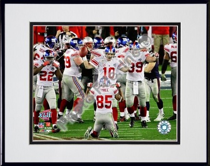 New York Giants "Super Bowl XLII Team Celebration #16" Double Matted 8" x 10" Photograph in Black An