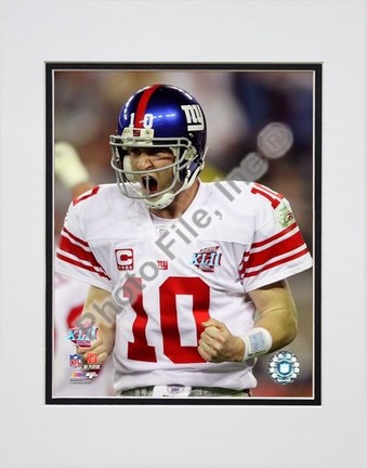 Eli Manning "Super Bowl XLII Fist Pump Action #3" Double Matted 8" x 10" Photograph (Unframed)