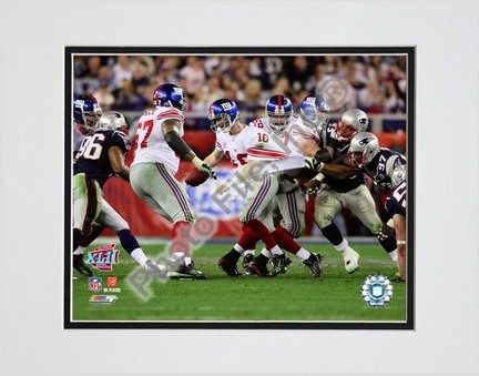 Eli Manning "Super Bowl XLII Scrambling Action #10" Double Matted 8" x 10" Photograph (Unframed)