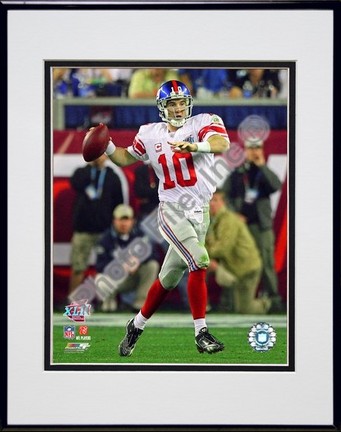 Eli Manning "Super Bowl XLII Action #22" Double Matted 8" x 10" Photograph in Black Anodized Aluminu