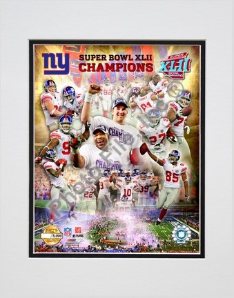 New York Giants "2007 Super Bowl XLII Champions" PF Gold Double Matted 8” x 10” Photograph (Unframed)