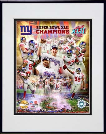 New York Giants "2007 Super Bowl XLII Champions" PF Gold Double Matted 8” x 10” Photograph in Black Anodiz