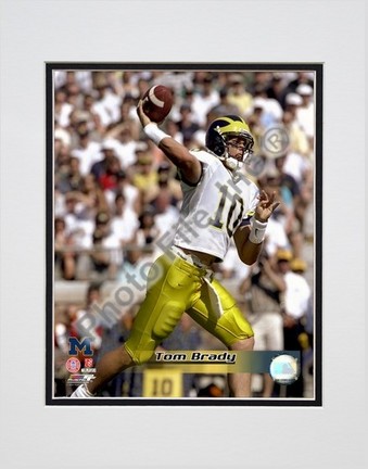 Tom Brady "University of Michigan Wolverines 1998 Action" Double Matted 8” x 10” Photograph (Unframed)