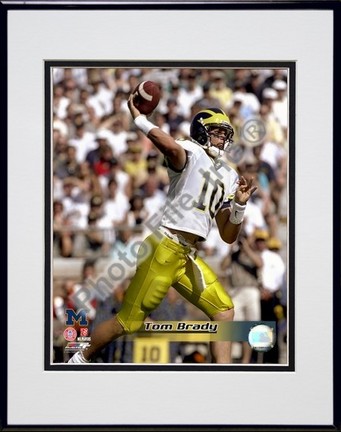 Tom Brady "University of Michican Wolverines 1998 Action" Double Matted 8" x 10" Photograph In Black