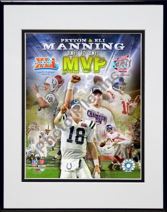 Peyton Manning & Eli Manning "Back to Back MVP's Composite (#67)" Double Matted 8" x 10" Photogr